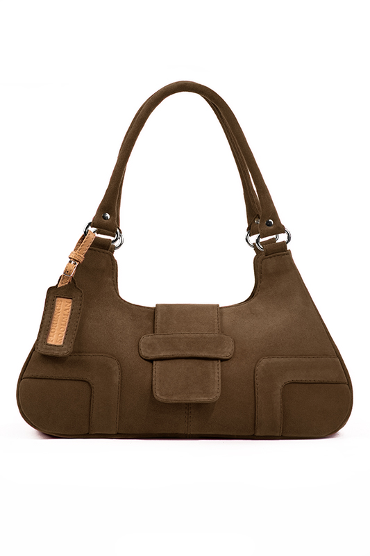 Dress handbag in chocolate brown leather - Top view